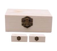 ARTSEWPLY 3pièces Lot De Petites Boîtes à Trésors Bois Brut Avec Fermoir De Verrouillage Boîtes De Rangement Bois Pour Bricolage