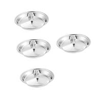 ARTSEWPLY 4 Pièces Assiettes Inox Rondes Divisées Acier Inoxydable pour Sauces et Assaisonnements Résistantes Corrosion Plates Multifonctions pour et Restauration