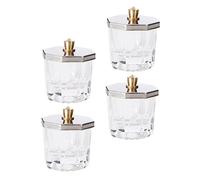 ARTSEWPLY 4 pièces Bol Cristal Nail Art avec Couvercle Inox Récipient Verre pour Liquide et Acrylique Accessoire Manucure et Facile à Nettoyer Usage Professionnel et Domestique
