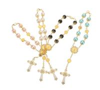 ARTSEWPLY 4 Pièces Bracelet Religieux Artisanal Perles de Prière avec Croix Multicolores Durable et Élégant pour Hommes et Femmes pour Baptême et Communion