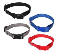 ARTSEWPLY 4 Pièces Collier Réfléchissant pour Chien avec Boucle de Sécurité, Anneau Métallique, en Nylon Réglable pour Petits et Moyens Chiens Lors de Promenades Quotidiennes