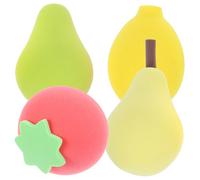 ARTSEWPLY 4 pièces Éponges Maquillage Fruits Outils Cosmétiques Doux pour Fond de et Contour Usage Sec et Humide Assortiment Poire Avocat Fraise Femmes