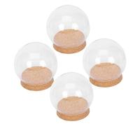 ARTSEWPLY 4 Pièces Globe Verre avec Bouchon Liège pour Décoration de Fleurs et Figurines Couvre Objet Transparent Simple pour Cadeau Fête des Mères