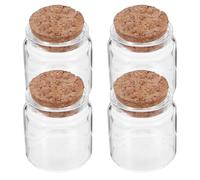 ARTSEWPLY 4 Pièces Mini Bocaux Verre avec Bouchons Liège Bocaux Transparents Hermétiques pour Messages Décorations Mariage Artisanat DIY et Cadeaux