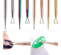 ARTSEWPLY 4 pièces Stylo Ongles Acier Inoxydable Double-ended pour Manucure Pédicure Repousse-cuticules Triangle et Dissolvant Gel Vernis Outils Nail Art Précis Or Argent Coloré