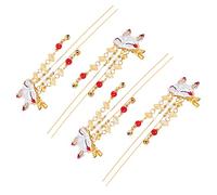 ARTSEWPLY 4pièces Pinces à Cheveux Style Chinois Avec Franges Accessoires Élégants Pour Femmes Et Filles Design Rétro Fox Tassel