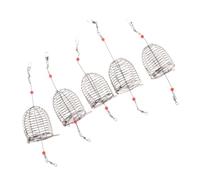 ARTSEWPLY 5 Pièces Cage à Appâts Acier Inoxydable Piège à Appâts de Robuste avec Couvercle à Ressort Panier Mangeoire Portable pour Anguilles Crabes Écrevisses