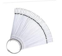 ARTSEWPLY 50pièces Panneaux Affichage Faux Ongles Éventail Transparent Pour Nail Art Pratique Et Entraînement Professionnel Ou Domicile Anneau Métallique