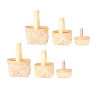 ARTSEWPLY 6 Pièces Set de Mini Paniers Tissés Main Copeaux de Bois avec Anses Paniers Rustiques pour Fleurs Bonbons et Décorations de Mariage Rangement Polyvalent pour Fête et Artisanat