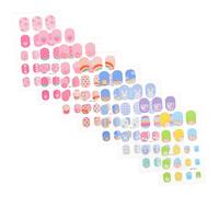 ARTSEWPLY 8 Feuilles Faux Ongles Press pour Filles Stickers Ongles Colorés et Cartoon Kit Nail Art Garçon Fille pour DIY Amusants pour Anniversaire et Fête