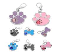 ARTSEWPLY 8 Pièces Anti-Perdu Médaillon Chien Chat Gravure Laser Personnalisée Forme Os et Patte Couleur Mixte Collier Identité pour Chiots et Adultes