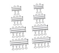 ARTSEWPLY 8 pièces Boucle Serrure Argentée pour Bracelets et Colliers Connecteurs Multi Brins Accessoires DIY pour Bijoux Fermoirs Tubulaires à Glissière pour de Bijoux