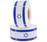 ARTSEWPLY Autocollants Drapeau d'Israël 50 X 30 MM 2 Rouleaux Autocollants Imperméables Bleu et Blanc Étiquettes Autocollantes pour Scrapbooking Présents Bagages et Événements Juifs
