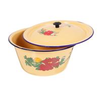 ARTSEWPLY Bassine Émaillée Rétro avec Couvercle Bol Vintage Multifonction pour Cuisine et Lavage Maison Pot Émail Pratique et Décoratif