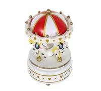 ARTSEWPLY Boîte à Musique Carrousel Mécanique Blanche Modèle 1 Cheval Tournant Mélodie Vintage à Remontage Manuel Décoration de Noël Festive et Présent D’Anniversaire Original