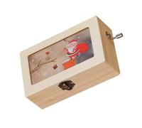 ARTSEWPLY Boîte à Musique en Bois à Manivelle, Décoration de Table de Noël, Boîte à Mélodie Manuelle Motif Père Noël, Présent D’Anniversaire, Élément Décoratif de Bureau, 1 Pièce
