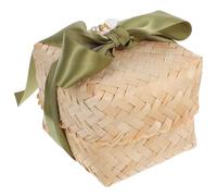 ARTSEWPLY Boîte Cadeau Tissée Main avec Couvercle et Ruban Vert Mousse Panier de Rangement Petit et pour et Objets Divers