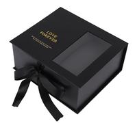 ARTSEWPLY Boîte D’Emballage pour Fleurs en Carton Rigide Demi-Fenêtre Noire Coffret Présent pour Saint-Valentin Étui à Fleurs Décoratif et Robuste pour Bouquets Romantiques