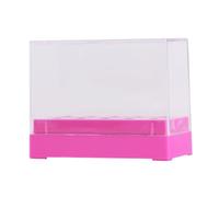 ARTSEWPLY Boîte De Forets à Ongles En Plastique Transparent, Coffret De Têtes De Ponçage Pour Manucure, Couleur Rose Fuchsia, Support Compact Pour Organisation De Salon