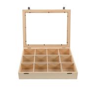 ARTSEWPLY Boîte de Rangement en Bois Naturel à 12 Compartiments avec Couvercle - Organisateur pour Collection de Pierres et Roches - Coffret D’Exposition Compact pour Spécimens Minéraux