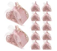 ARTSEWPLY Boîtes à Dragées pour Mariage 25 Pcs en Pailleté Rose avec Ruban, Contenant à Bonbons Ajouré pour Présents Invités, Coffret Présent Élégant pour Chocolats et Gourmandises