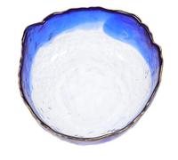 ARTSEWPLY Bol De Trempage Pour Ongles Verre Avec Bord Doré Bac De Manucure Pour Soins Des Mains Et Nail Art Salon Et Usage Personnel Petit Modèle Bleu Dégradé