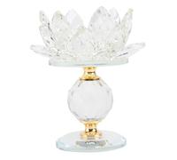 ARTSEWPLY Bougeoir Cristal Forme Lotus Transparent Métal Porte-Bougie Bouddhiste Décoration Maison Contemplation Présent Zen