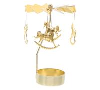ARTSEWPLY Bougeoir Rotatif Métal Doré Manège Photophore Tournant pour Décoration de Table et Centre de Table Élégant