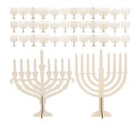 ARTSEWPLY Bougeoirs en Bois Brut 48 Pièces pour Hanoukka, Supports de Bougies Vierges Diy, Décoration de Table Festive pour Fête Juive, 15 X 14 Cm, Activités Manuelles et Créations