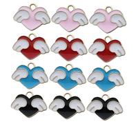 ARTSEWPLY Breloques en Vrac Cœur et Ailes 24 Pcs Multicolores pour Fabrication Bijoux DIY Artisanat Charme Créatif Femmes Accessoires Fête Présents Saint-valentin