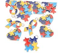 ARTSEWPLY Breloques Pendentifs Alliage 24 Pcs Puzzle Autisme DIY Bijoux Créatifs Accessoires Artisanat Présent