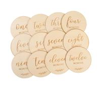 ARTSEWPLY Cartes de Croissance Bébé en Bois Naturel, Ensemble 12 Pièces, Fiches Mensuelles pour Suivi Développement, Cartes Commémoratives Écologiques pour Photos Naissance et Anniversaires