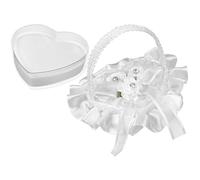 ARTSEWPLY Coussin Porte-Alliances Mini en Dentelle Blanche Forme Cœur Satin Doux Léger et Compact pour Mariage Accessoire Romantique pour Cérémonie Nuptiale Coussin Décoratif pour