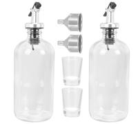 ARTSEWPLY Distributeur de Bain de Bouche en Verre 500Ml avec Bec Verseur Lot 2 Flacons 2 Gobelets Réutilisables en Verre Entonnoir Ensemble Accessoire Salle de Bain pour Maison et Voyage