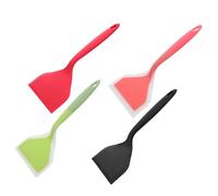 ARTSEWPLY Ensemble 4 Pièces Spatules en Silicone Multifonction Larges Spatules Antiadhésives pour Crêpes Pizza et Omelettes Résistantes à la Chaleur Couleurs Vert et