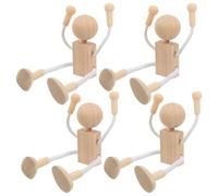 ARTSEWPLY Ensemble de 4 Figurines Robot en Bois Brut à Peindre pour Garçon et Filles Poupées Robot Modelables Flexibles Jouets Créatifs DIY pour Développement Moteur et Activités