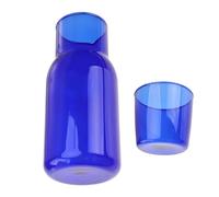 ARTSEWPLY Ensemble de Verres et Bouilloire 1,2l en Verre Borosilicaté Bleu Clair Résistant Haute Température pour Maison et Bureau Usage Quotidien