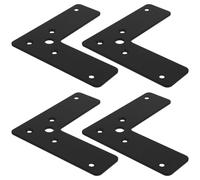 ARTSEWPLY Équerres en L 4 Pièces Acier Inoxydable 2 Mm Épaisseur 100x100 Mm Noir Supports de Fixation D'angle Droit Robustes pour Assemblage Bois Armoires et Meubles Industriels