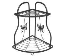 ARTSEWPLY Étagère de Rangement en Fer Forgé Triangulaire 2 Niveaux Support Multifonction Cuisine et Salle de Bain sans Perçage Robuste et Gain de Place Organisateur Comptoir Polyvalent