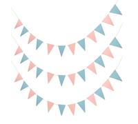 ARTSEWPLY Guirlande de Fanions Triangulaires en Papier à Paillettes Lot de 3 Couleurs Rose Nacré et Bleu Clair Pailleté 12 Fanions par Banderole Décoration Suspendue pour Shower