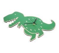 ARTSEWPLY Horloge Murale Silencieuse Dinosaure Verte Décor Garçon et Filles 30X28 CM en Tilleul Réveil Ludique sans Bruit pour Chambre et Bureau Horloge Murale de Dessin Animé