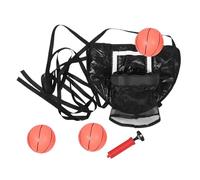 ARTSEWPLY Kit de Panier de Basket Noir pour Trampoline avec Pompe et 3 Ballons Panier de Basket Flexible et Portable pour Trampoline Extérieur, Anneau de Fixation pour Jeux Sportifs