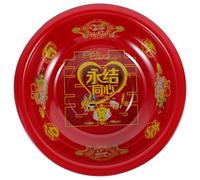ARTSEWPLY Lavabo de Mariage Traditionnel en Métal Rouge Grand Lavabo Chinois Vintage 36 CM Bassin Polyvalent pour Décoration et Usage Culinaire