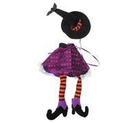 ARTSEWPLY Lot de 2 Housses Décoratives pour Bouteille de Vin Halloween Chapeau de Sorcière Violet Longues Jambes Emballage Réutilisable Compatible Toutes Bouteilles Décoration Festive