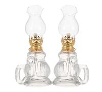 ARTSEWPLY Lot de 2 Lampes à Pétrole en Verre Vintage 2Pcs Lanterne à Pétrole de Camping et Décoration Intérieure Tempête Compact pour Ambiance Rustique et Usage Extérieur