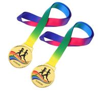 ARTSEWPLY Lot de 2 Médailles de Course en Alliage de Zinc avec Cordon Médailles de Compétition pour Exploits en Plein Air Récompenses Suspendues pour Événements Sportifs et Athlétisme