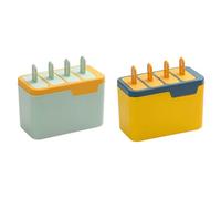 ARTSEWPLY Lot de 2 Moules à Glace DIY 4 Cavités en Plastique Alimentaire Réutilisable Bleu et Vert Étanche sans Fuite pour Sorbets Maison Jus Yaourts et Desserts Glacés Ustensile la