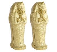 ARTSEWPLY Lot de 2 Ornements Momie en Résine Sarcophage Égyptien Ancien Décoratif Décoration de Bureau et Intérieur Ambiance Halloween Artisanat Unique 15 CM