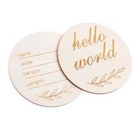 ARTSEWPLY Lot de 2 Panneaux de Naissance en Bois Naturel Panneau de Naissance Nom du Nouveau-né Plaque Photo Bébé Message de Bienvenue Accessoires Photo Personnalisés