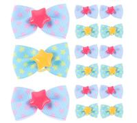 ARTSEWPLY Lot de 20 Nœuds pour Chien avec Élastiques Accessoires de Toilettage pour Petits Chiens Motifs Étoile Couleur Vert Émeraude et Bleu Ciel pour Fêtes et Déguisements